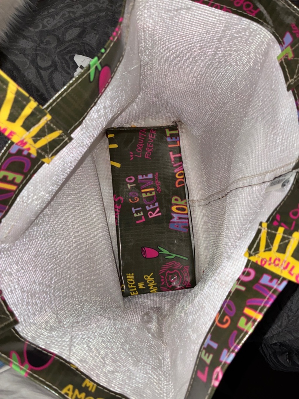 Consuela Black Tote with Bright Yellow Sun & Multicolor Graphics - Picture 4 of 4